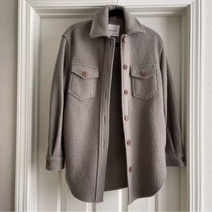 Aritzia Wilfred Ganna Shirt Merino Wool Jacket Shacket Pockets Sz XS